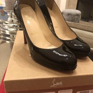 Christian Louboutin New Simple Pump 120 Patent Calf Black Heels 36.5